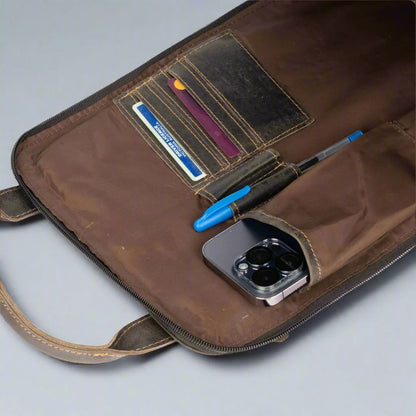 Greenwood Leather Backpack with Reinforced Laptop and Tablet Compartments