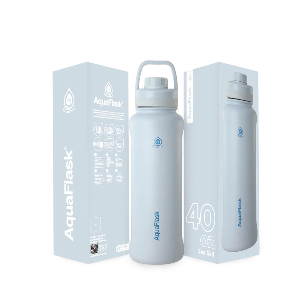AquaFlask 1080ml (40oz) Edelstahl-Trinkflasche mit Sportverschluss – Heiß- & Kaltgetränke, auslaufsicher, BPA--frei