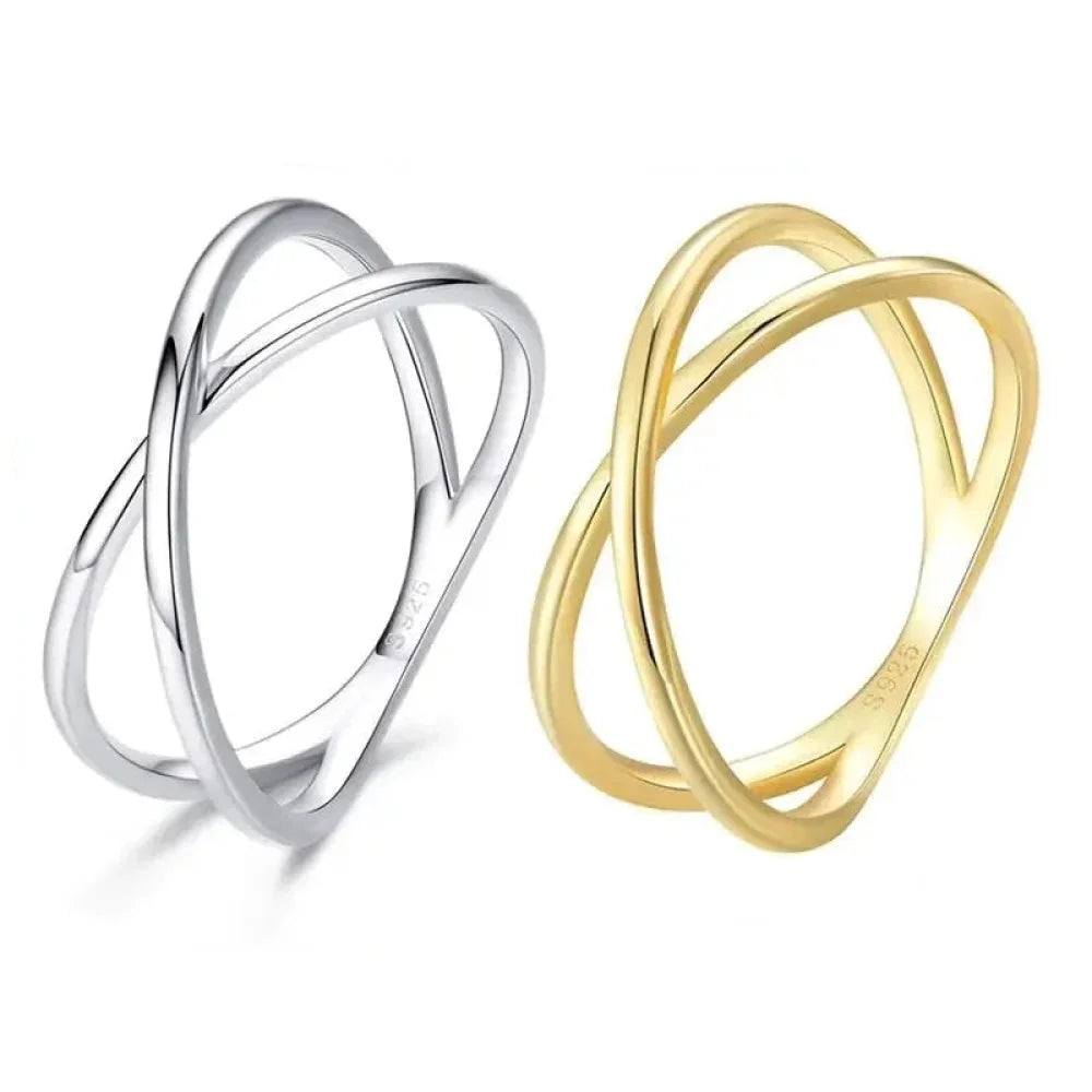 Breathtaking 14K Gold Plated X Ring - Elegant Minimalist 925 Sterling Silver Cross Ring For Women - Promise Jewelry Scr543