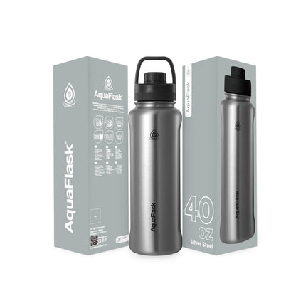 AquaFlask 1080ml (40oz) Edelstahl-Trinkflasche mit Sportverschluss – Heiß- & Kaltgetränke, auslaufsicher, BPA--frei