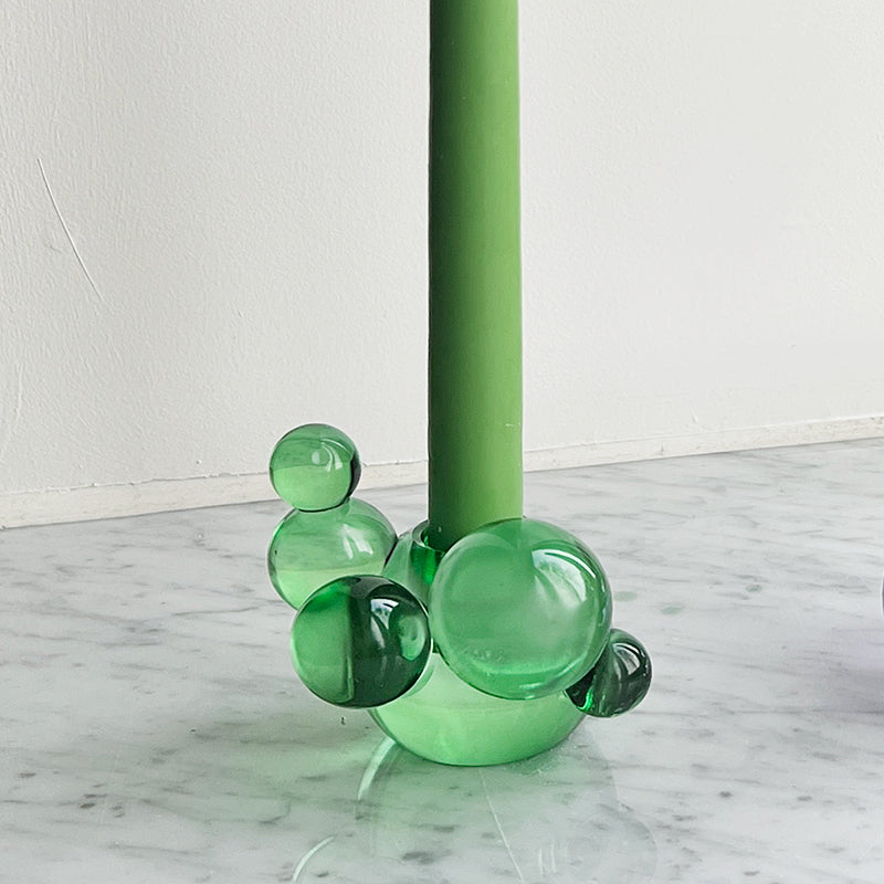 Blasenkristallglas Kerzenhalter - Hübsche grüne dekorative Skulptur