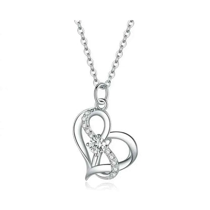 Sterling Silver Forever Love Heart Pendant Necklace With Cubic Zirconia - Women'S Necklace