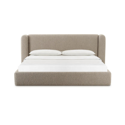Duru Upholstered Performance Grade Platform Boucle Bed - Taupe