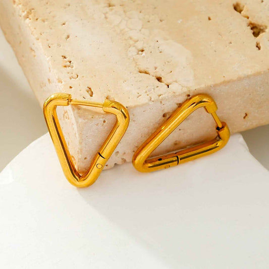 TRILO Gold: Modern Triangle Hoop Earrings - A Bold Twist on Classic Elegance
