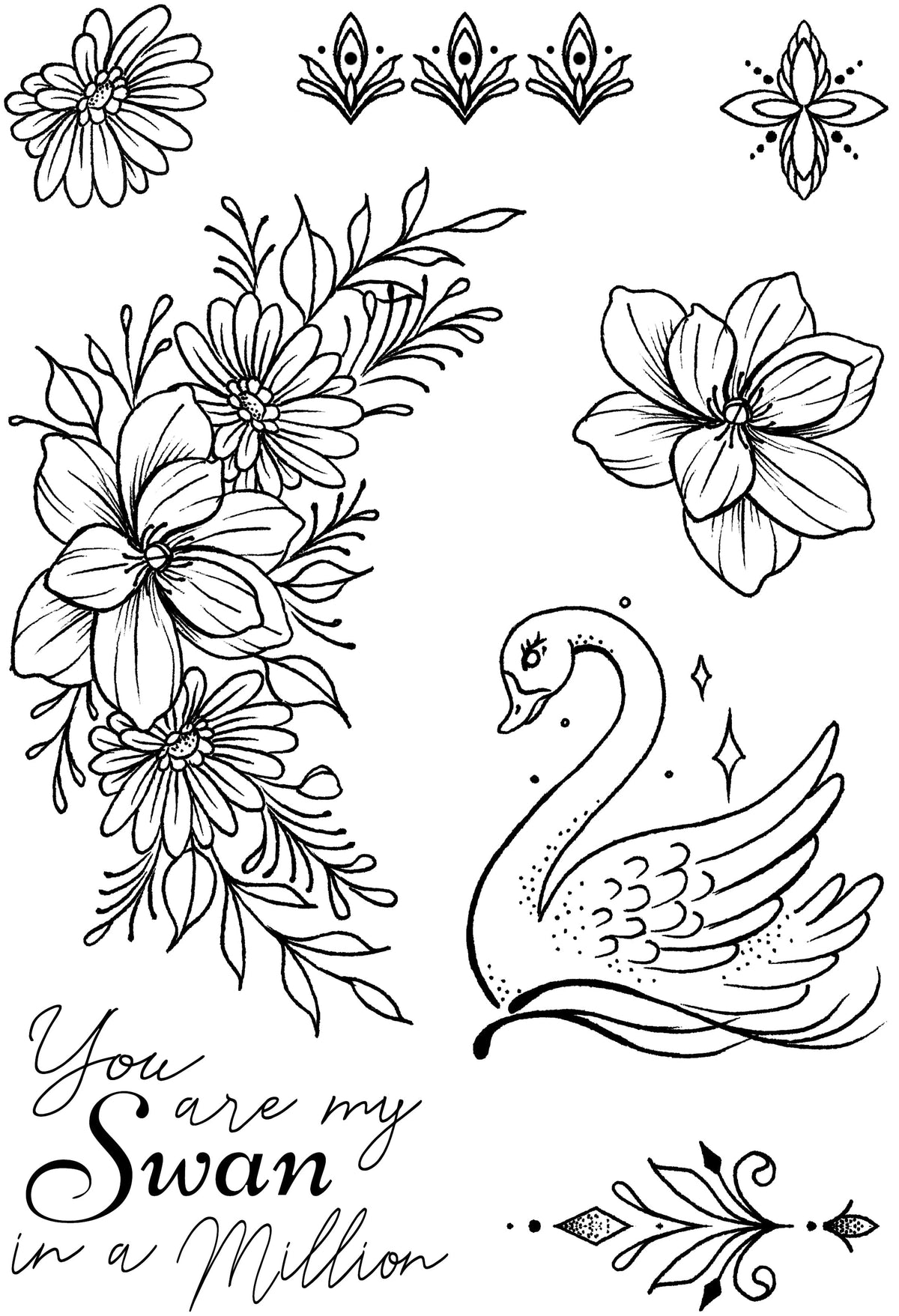 Creative Expressions Designer Boutique Swan In A Million 6 in x 4 in Stamp Set