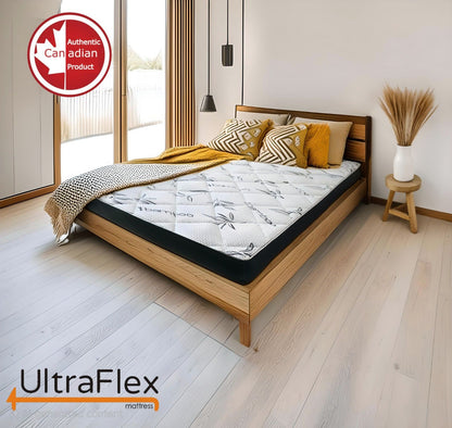 UltraFlex® DreamEasy - Mattress and BoxSpring Set Canadian-Made Medium Firm Gel Infused Comfort with Quilted Top, Pressure Relief, Cooling Technology, Bamboo Cover, CertiPUR-US® Certified Foam (Made in Canada)