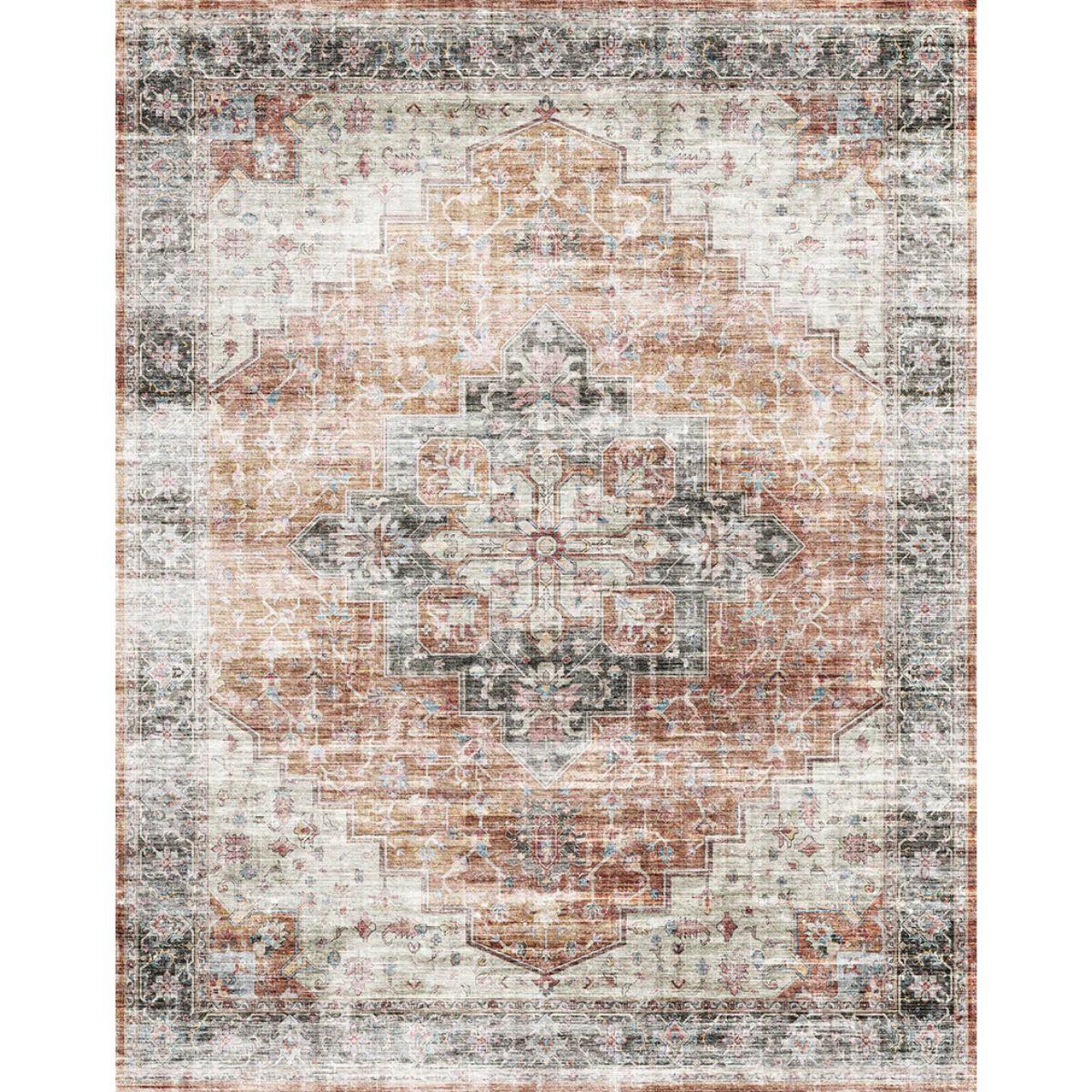 Echo Burnt Orange Black Pink Rug