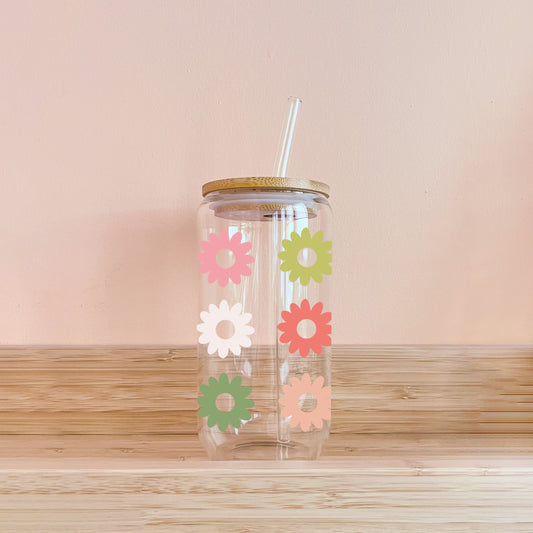 Boho glass - multi flowers