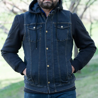 Versatile Denim Vest with Hoodie