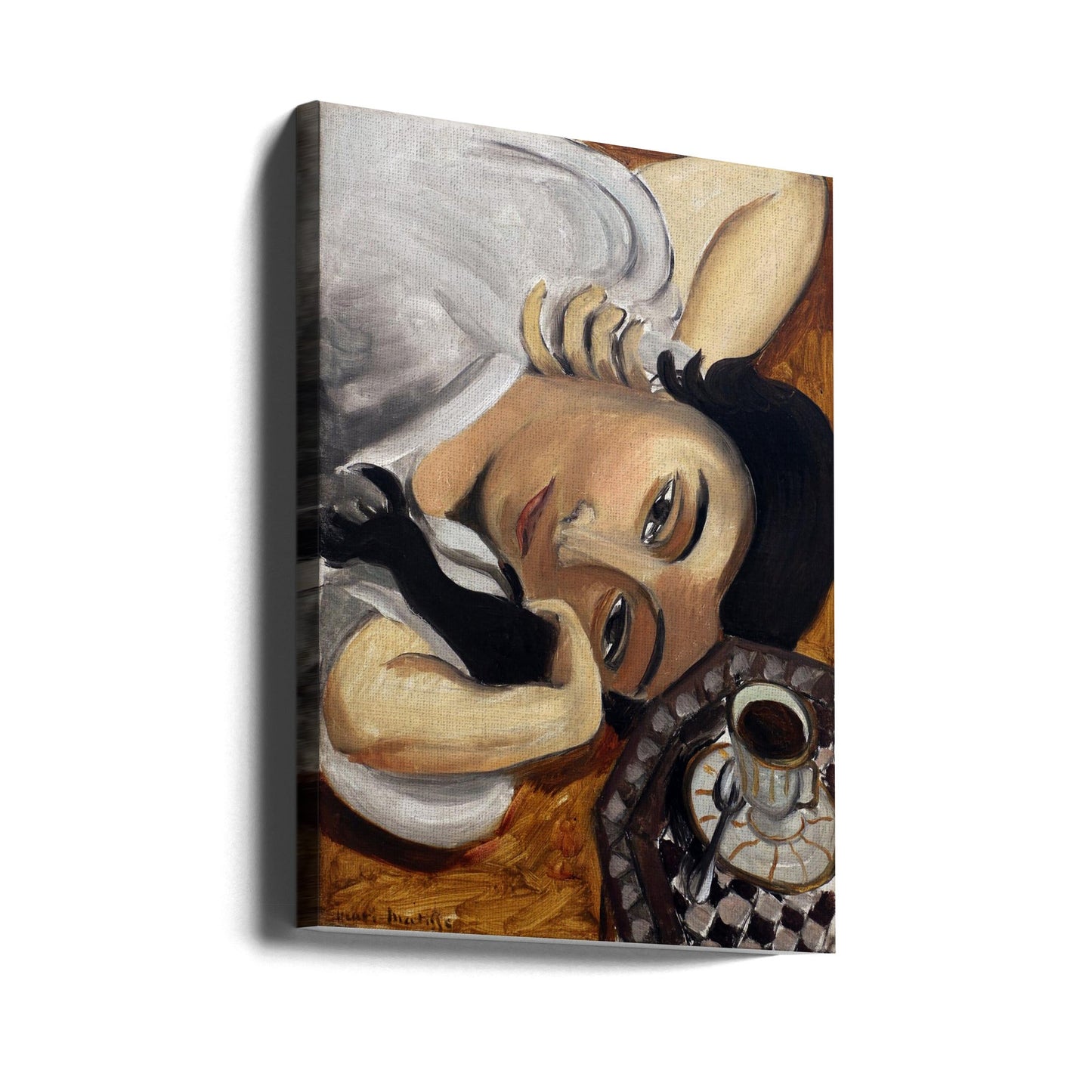 Wandbild Lorette mit einer Tasse Kaffee 1916
