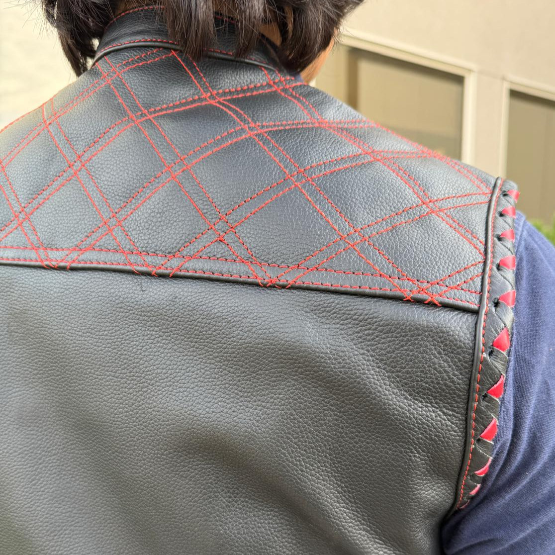 Men's Genuine Cow Leather Biker Club Vest