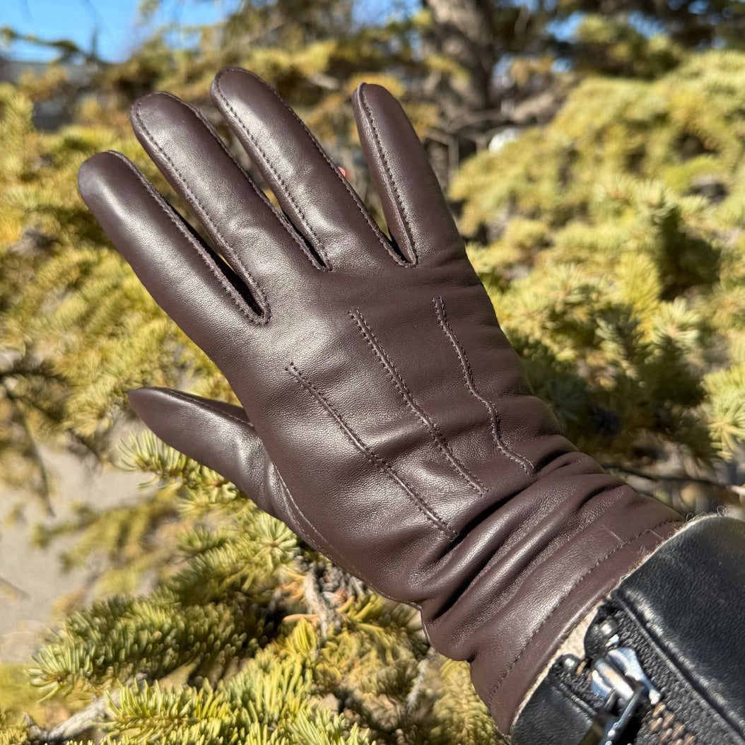 Women's Touchscreen Sheep Leather Gloves with Wool Blend Lining