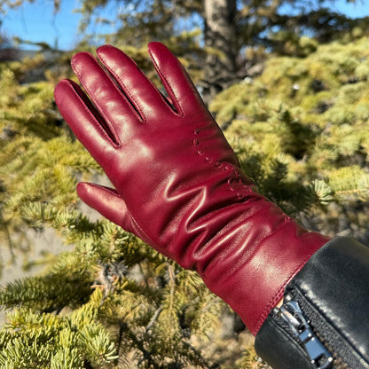 Women's Drum Dyed Lamb Leather Gloves with Wool Blend Lining
