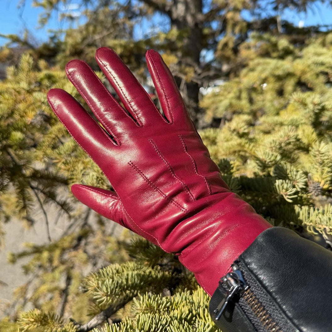 Women's Drum Dyed Lamb Leather Gloves with Wool Blend Lining