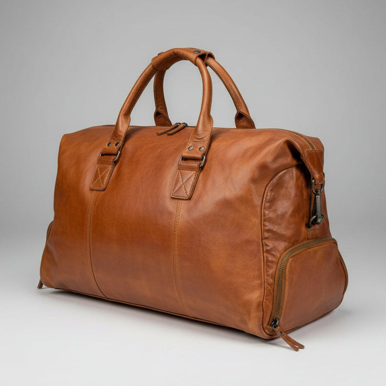 MET Premium Leather Duffle Bag Travel Weekend Carry-on