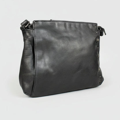 MET Women's Cow Leather Crossbody Bag with Front Zipper Pocket & Stud Detail