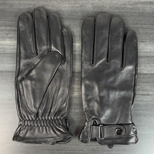 Men's Black Sheepskin Leather Gloves Fleece Lined
