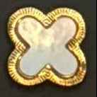 LAYLA Gold: Clover Shaped Stud Earrings in Natural Shell with a Gold Metal Border