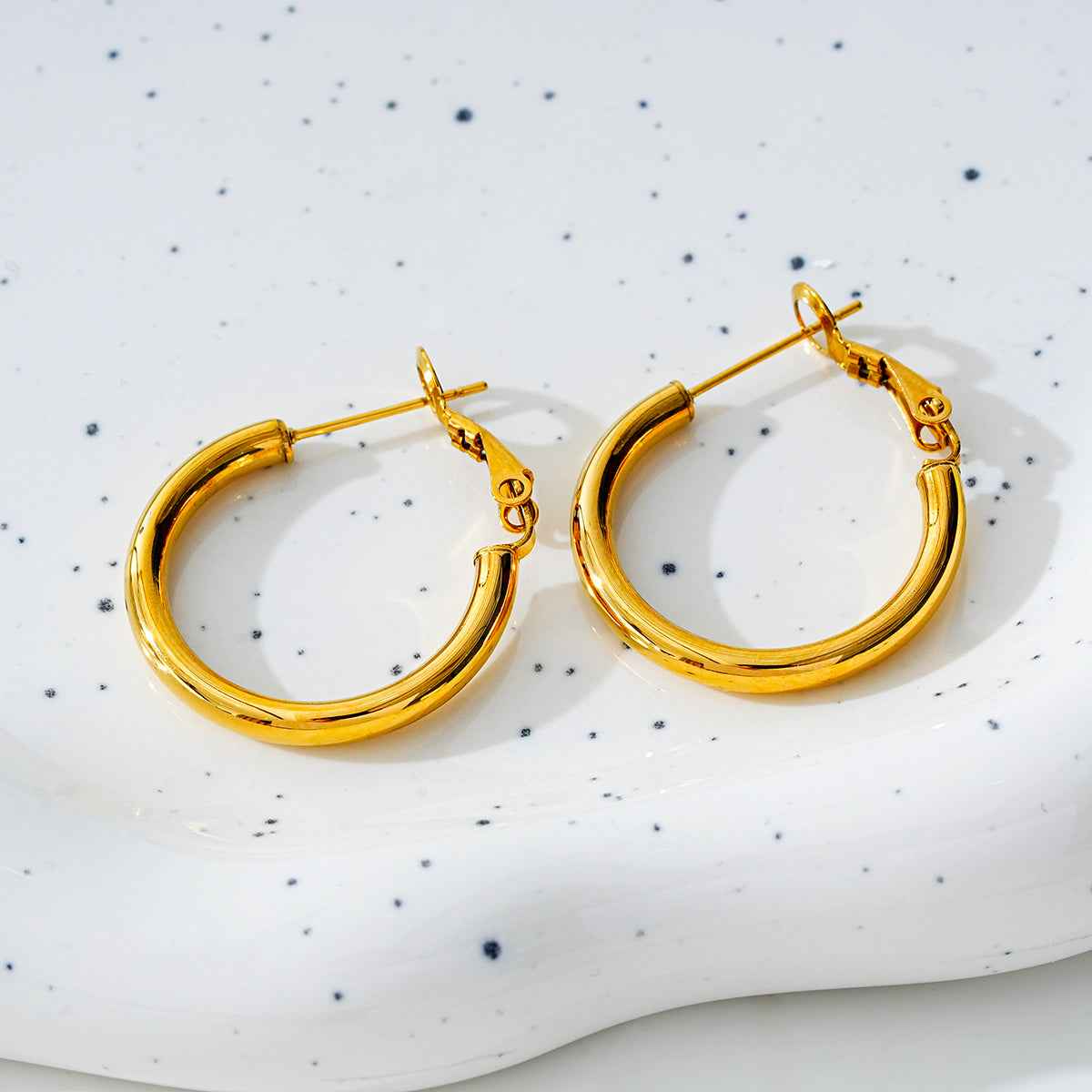 YOSHIKO Gold: Mid-Width Essential Hoop Earrings (Available in 6 Sizes: 2cm - 6cm)