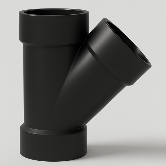 LESSO ABS 45° Reducing Wye — Hub × Hub × Hub DWV, cUPC Certified