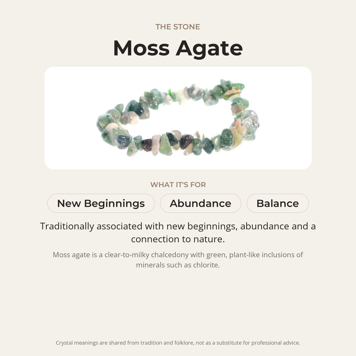 Agate Green Moss Chip Bracelet