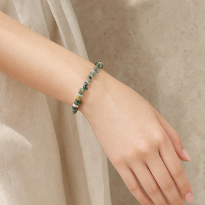 Agate Green Moss Chip Bracelet