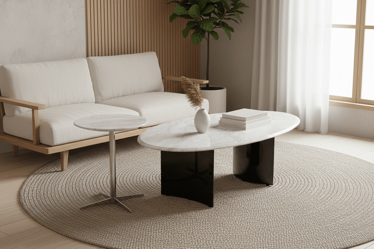 Apollo Marble and Chrome Accent Table Set