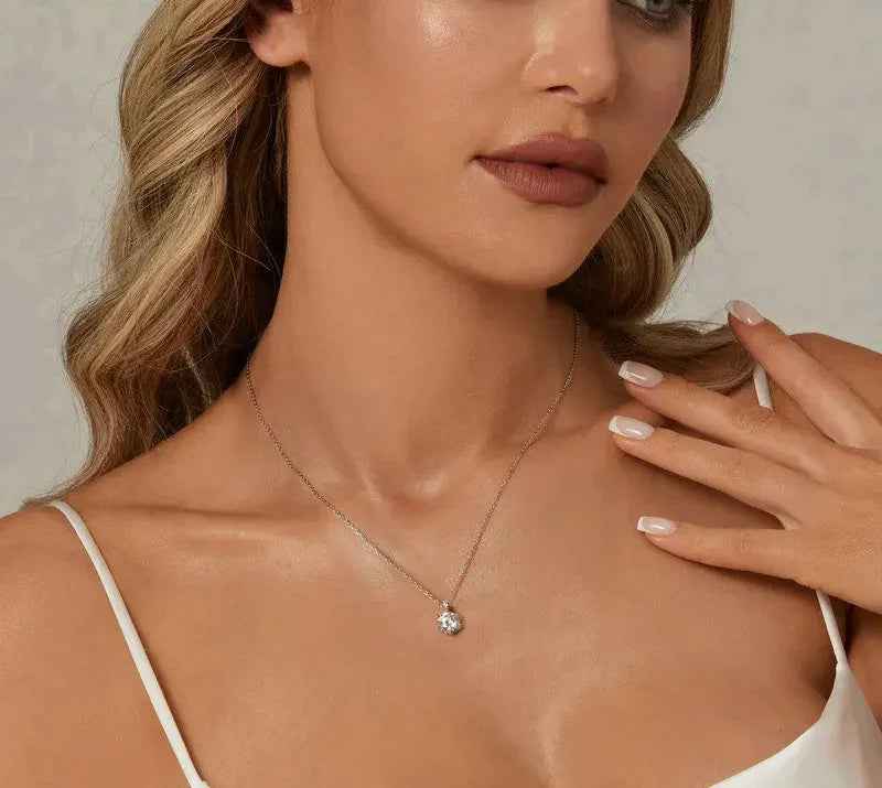 Glamorous Gem 1ct Moissanite Sterling Silver Pendant Necklace