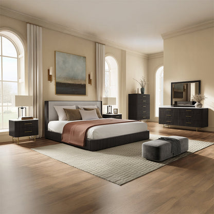 Laffery Luxury Chanel Detail Dresser Mirror - Espresso