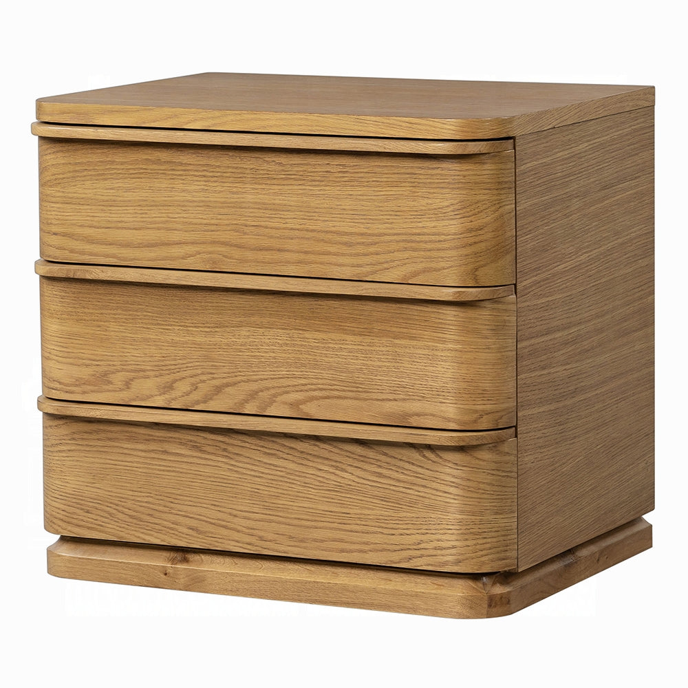 Yami 3 Drawer Wood Nightstand - Beige Oak