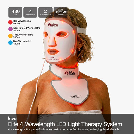 Kivo Elite 4-Wavelength Red Light Therapy LED Face, Neck & Chest System