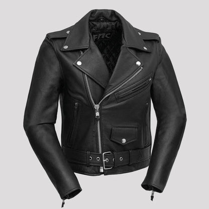 Women’s Motorcycle Leather Jacket. Quilted Thermal Liner & Cowhide