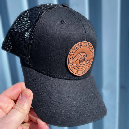 Rolling Wave Leather Patch Trucker Hat