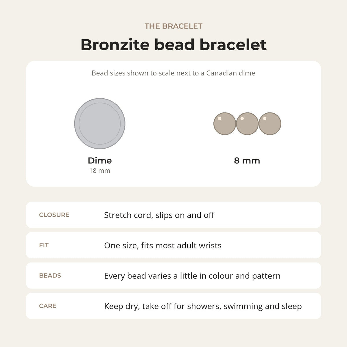 Bronzite Round Bracelet - 8mm