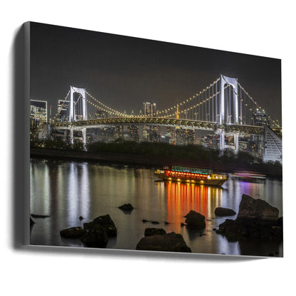 Wandbild Herrliche Regenbogenbrücke mit Tokio-Skyline am Abend