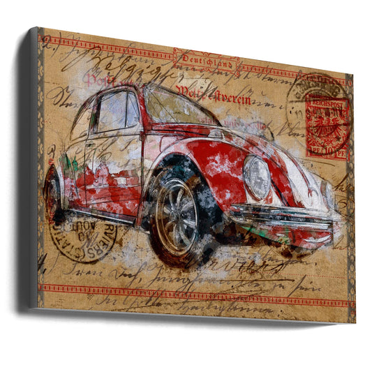 Wandbild Roter Volkswagen
