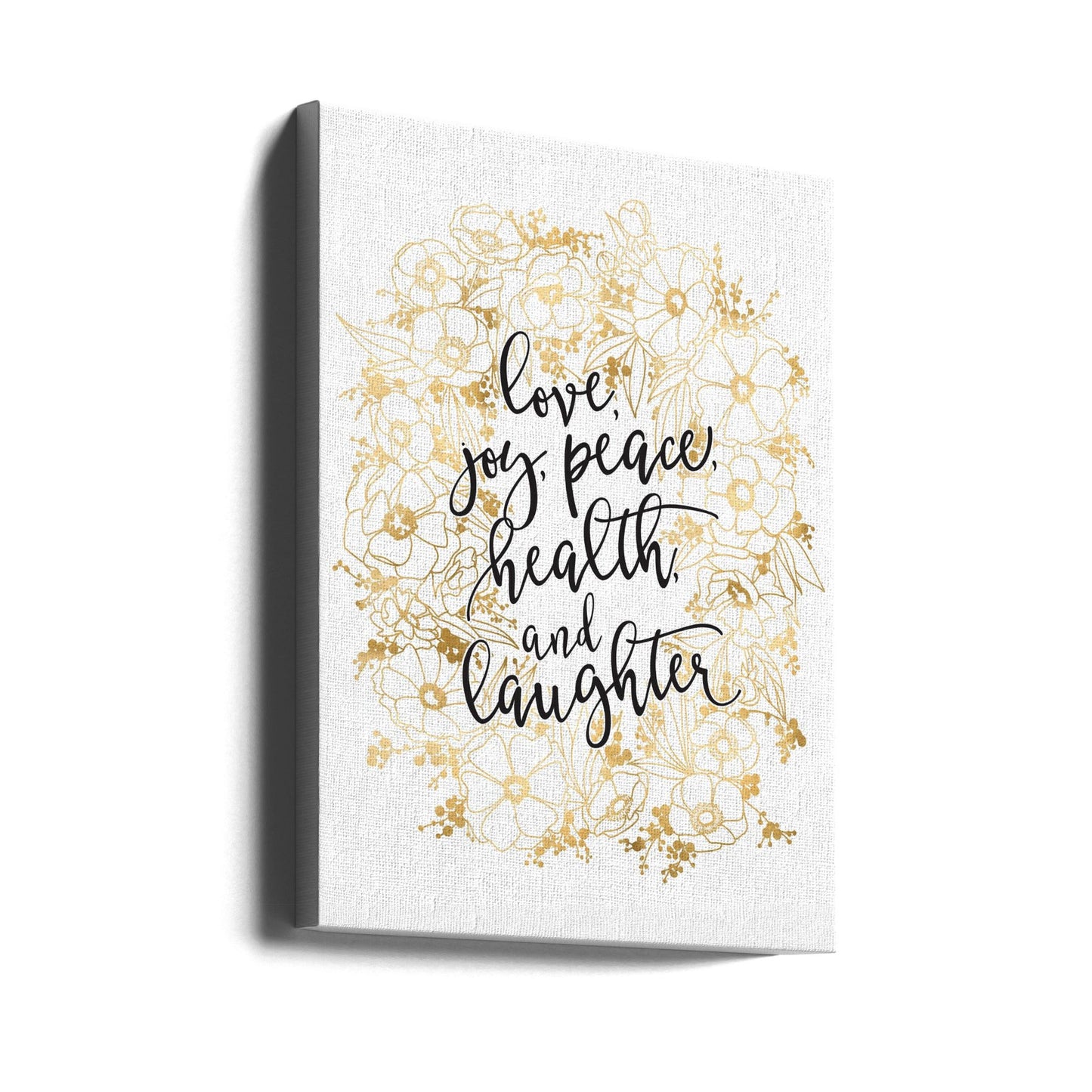 Wandbild Feiertagswünsche mit goldenen Blumen Leinwanddruck