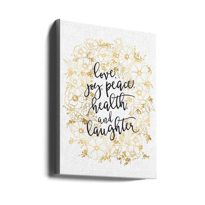 Wandbild Feiertagswünsche mit goldenen Blumen Leinwanddruck