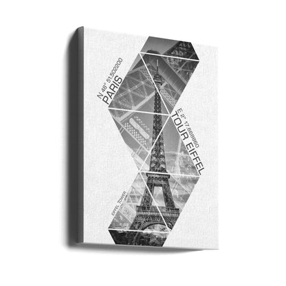 Wandbild Koordinaten PARIS Eiffelturm | monochrom