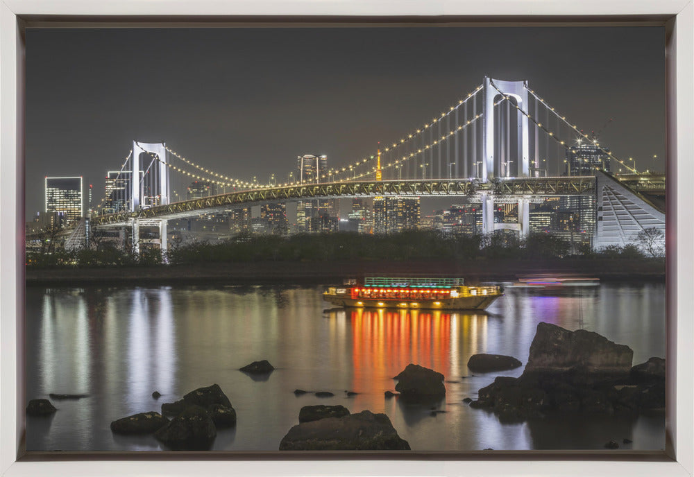Wandbild Herrliche Regenbogenbrücke mit Tokio-Skyline am Abend