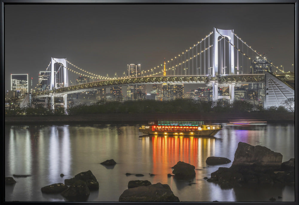 Wandbild Herrliche Regenbogenbrücke mit Tokio-Skyline am Abend