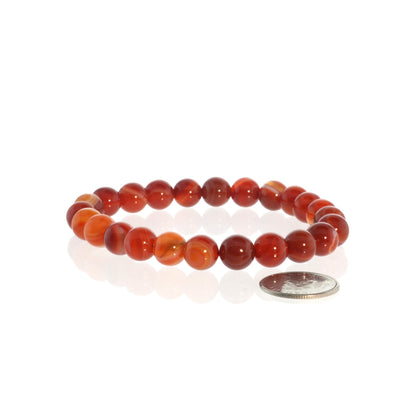 Carnelian Red Banded Round Bracelet - 8mm