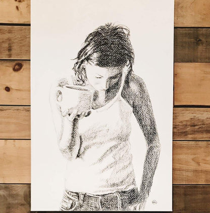 Coffee Lover - black and white art print