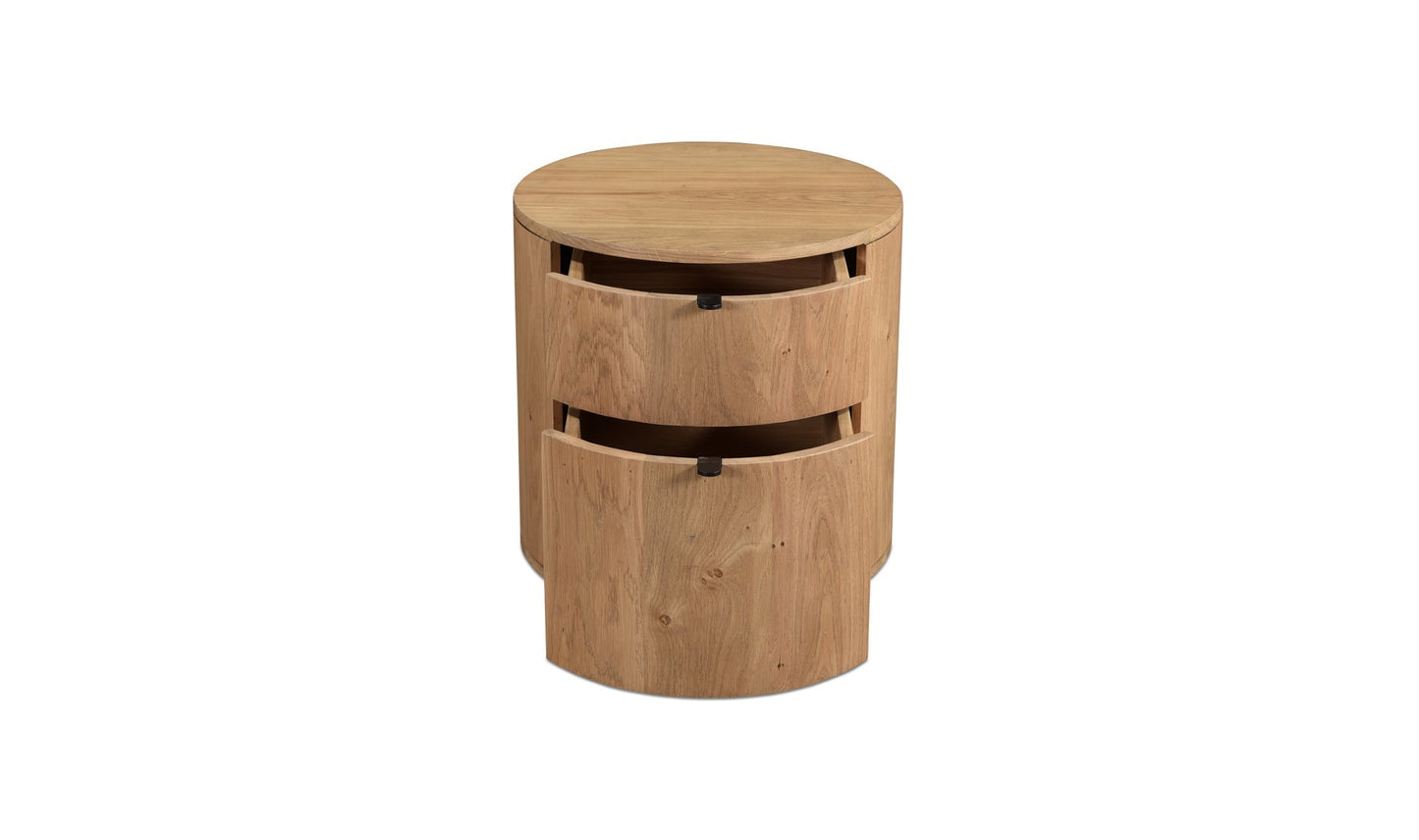 Colin Two-Drawer Nightstand in Natural Wood
