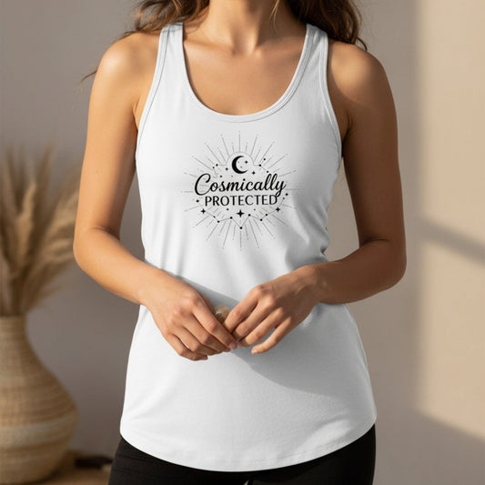 Cosmically Protected Tank Top | Celestial Racerback for Women | Spiritual Gift