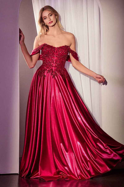 5 color avaible in OFF THE SHOULDER LACE & SATIN A-LINE DRESS