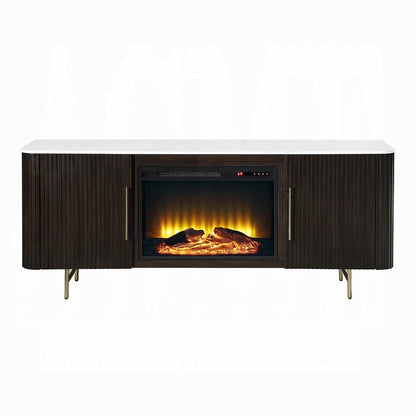 Laffery Faux Marble 70" TV Stand/Fireplace - Espresso