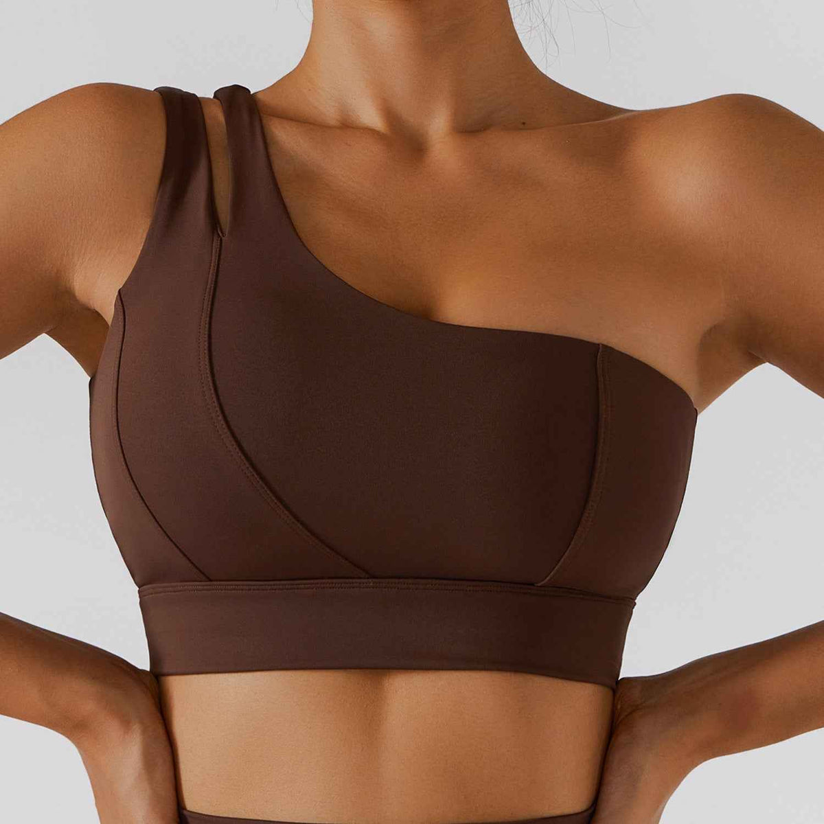 Women’s Ribbed One-Shoulder Yoga Set – Backless Sports Bra & Yoga Pants