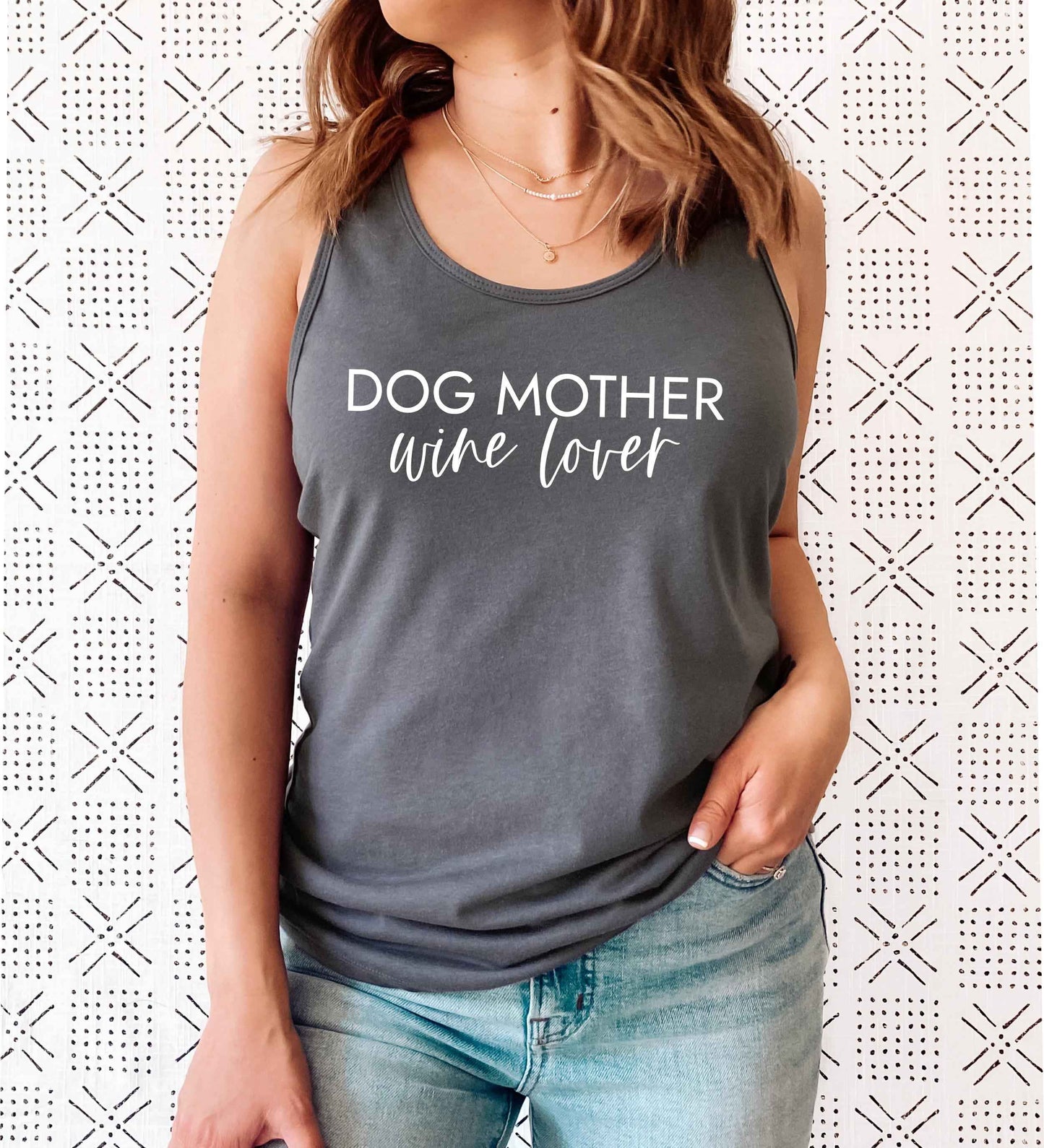 Dog Mother Wine Lover Racerback Tank Top