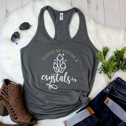 Fueled by Coffee and Crystals Racerback Tank Top